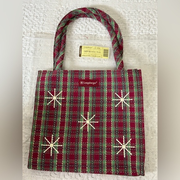 Longaberger 2009 Holiday Snowflake Plaid Tote bag - Picture 1 of 7